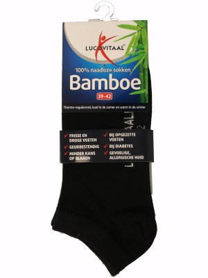 Lucovitaal Bamboe enkelsok zwart  maat 39-42 1 Paar