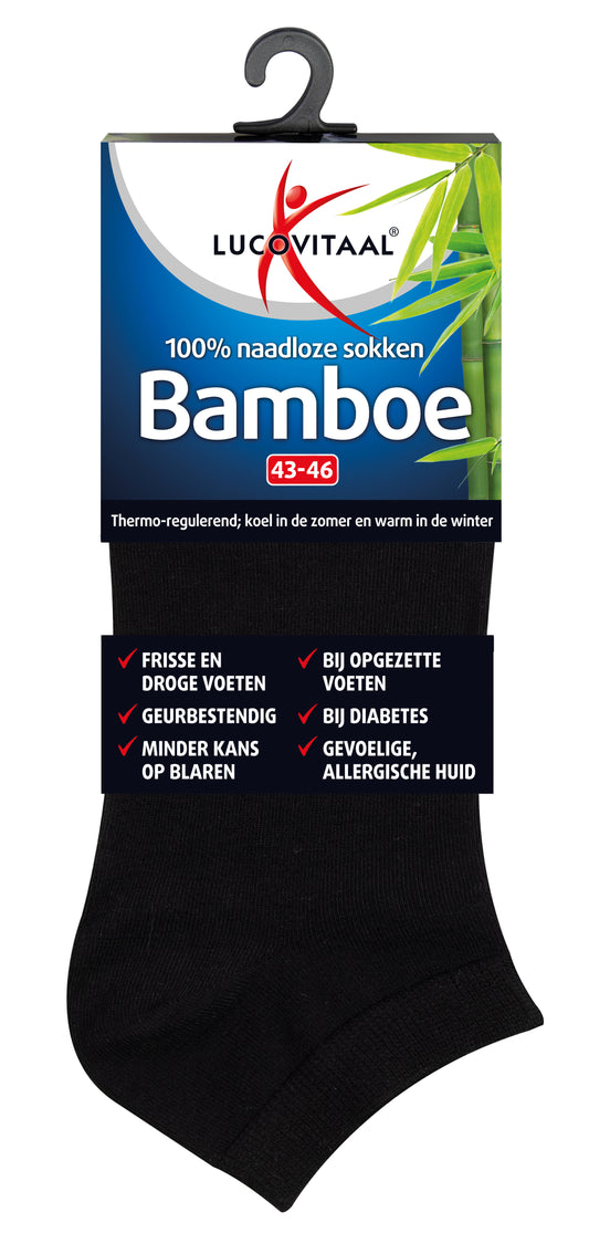 Lucovitaal Bamboe enkelsok zwart  maat 43-46 1.00 Paar