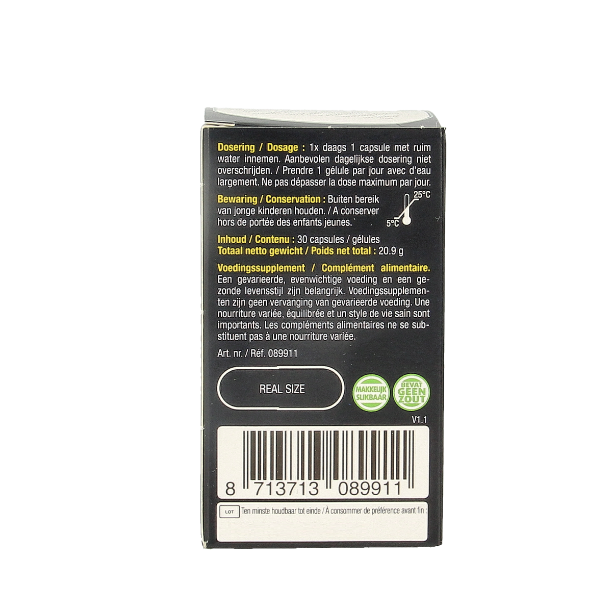 Lucovitaal antioxidant complex multivitamin capsules, 30-count, featuring colorful capsule bottles and supplement label.