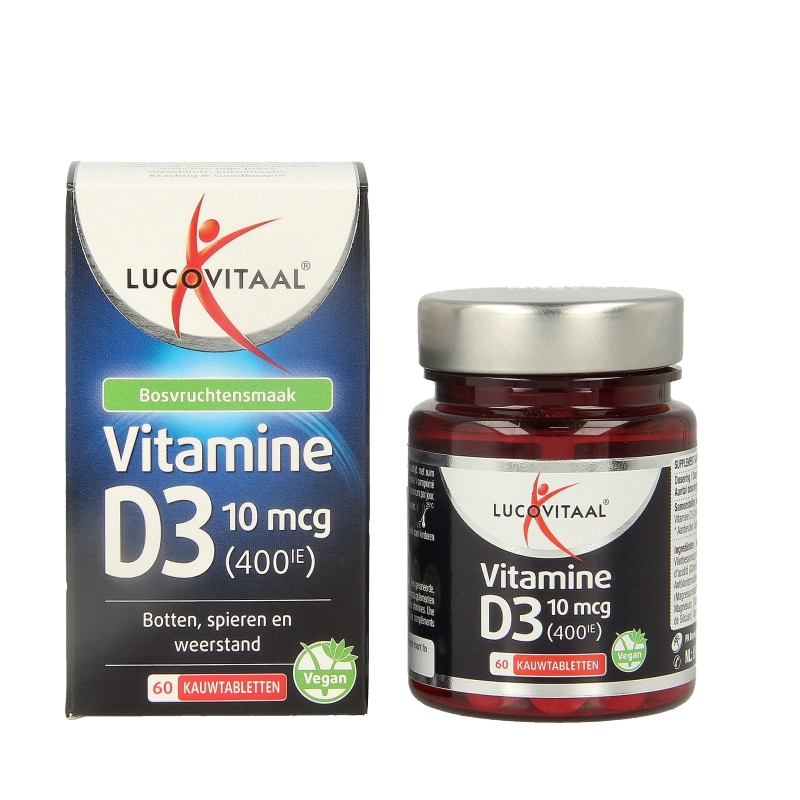 Lucovitaal Vitamine D3 10mcg (400IE) vegan 60 Kauwtabletten
