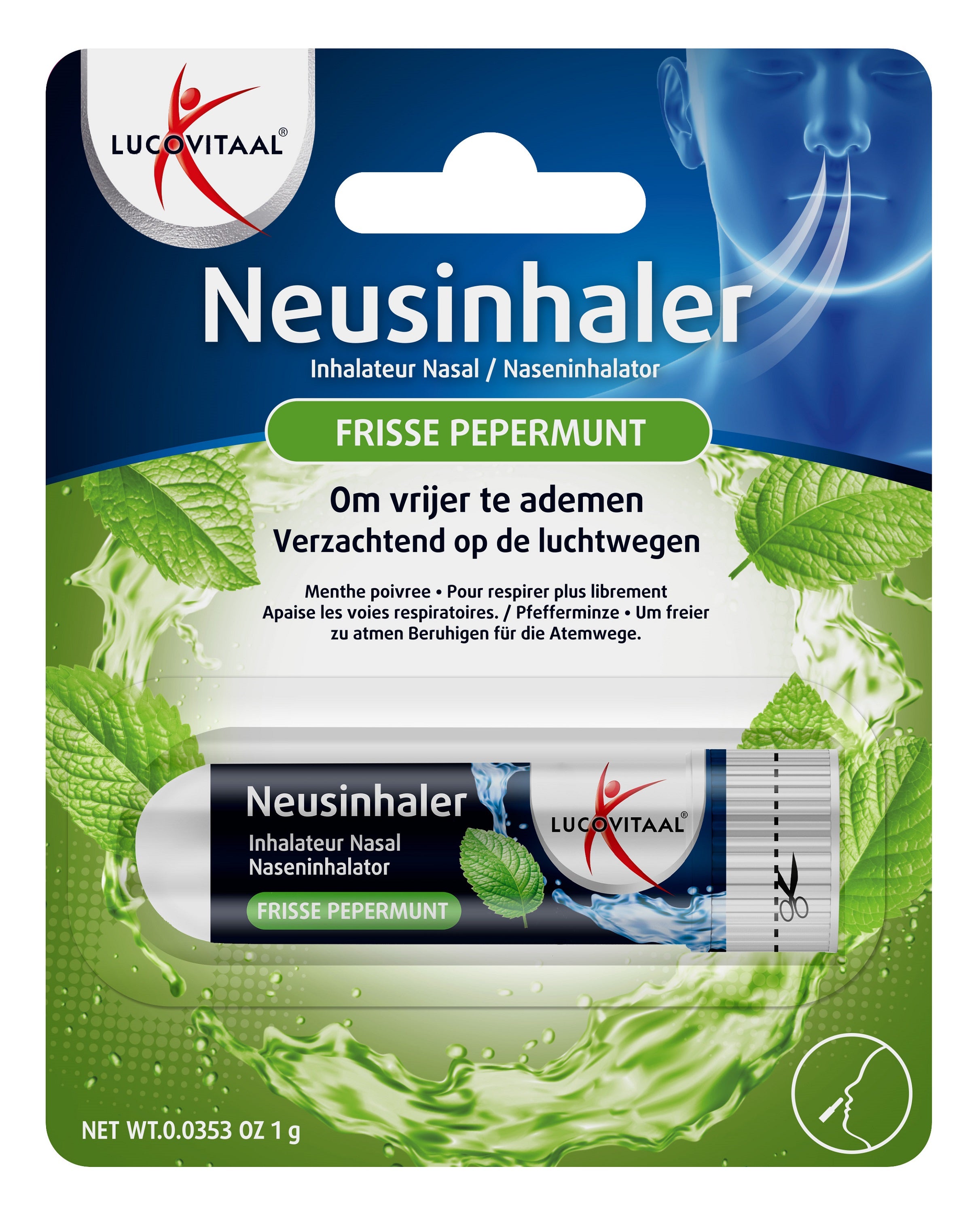 Lucovitaal Neusinhaler frisse pepermunt 1.00 Stuks