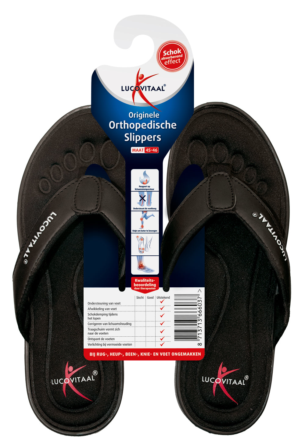 Lucovitaal Orthopedische slipper 45-46 zwart 1 Paar