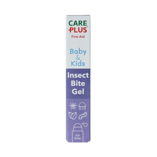 Care Plus Baby & Kids insect bite gel in 15ml tube, meant for soothing bites and stings on children and babies.