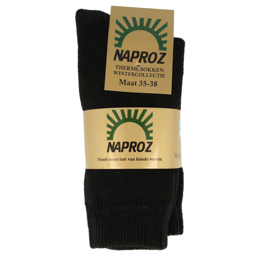 Naproz thermo sokken in zwart, maat 35-38, set of 3 pairs, warm and comfortable socks for cold weather.