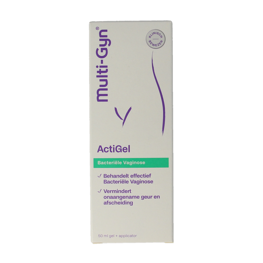 Multi GYN Actigel body care gel in a 50ml tube, gentle skincare product for intimate and body hydration.