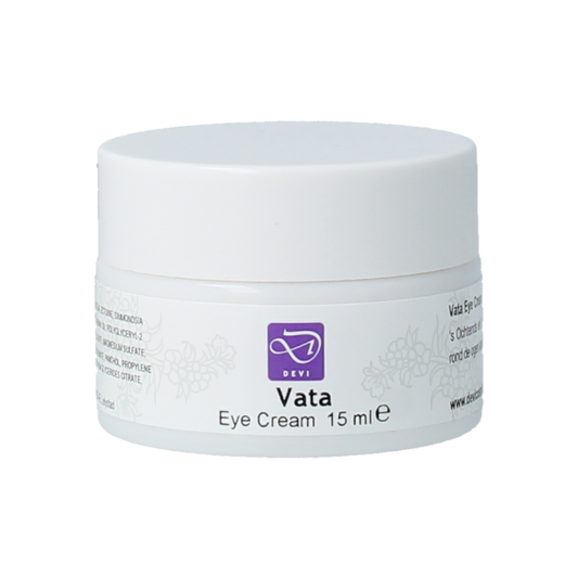 Holisan Vata eye cream Devi in 15ml jar, eye care product with smooth texture and natural ingredients for delicate skin.