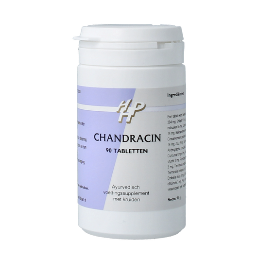 Holisan Chandracin herbal supplement tablets in a bottle, part of Holisan's herbal preparations product line.