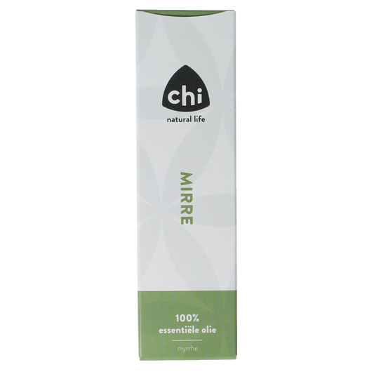 Chi Mirre wild essential oil bottle, 10ml, natural aromatic oil from Chi brand, with label and cap visible.