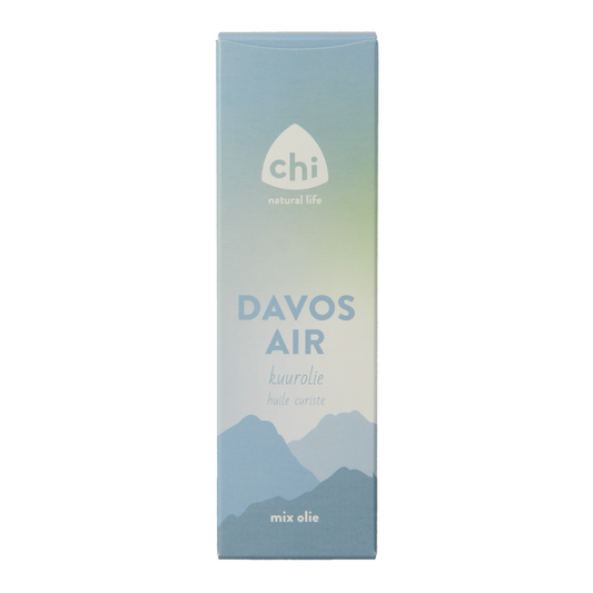 Chi Davos kuurolie 30ml bottle of essential oil, featuring natural herbal ingredients in a clear glass container.