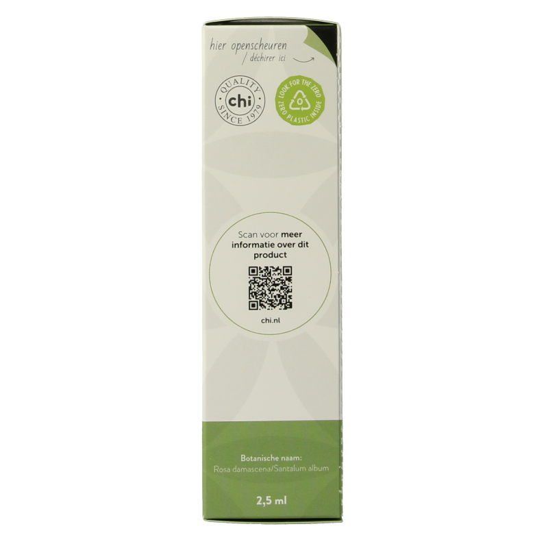Chi Roos Attar essential oil in a 2.5ml bottle, showcasing the clear liquid and packaging for natural aromatherapy.