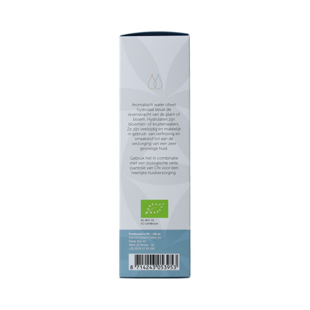Chi Roos Alba hydrolaat bio in a 150ml spray bottle, natural body care product with floral rose scent.