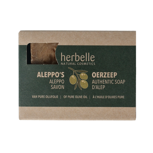 Herbelle Aleppo soap with olive and water, 1 piece, natural skincare soap bar with traditional ingredients.