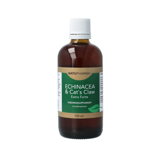 Natupharma Echinacea and cat's claw herbal supplement in 100ml bottle, natural herbal remedy from Kruidenpreparaten collection.