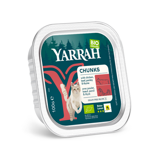 Yarrah Kattenvoer chunks met kip en rund bio 100.00 Gram