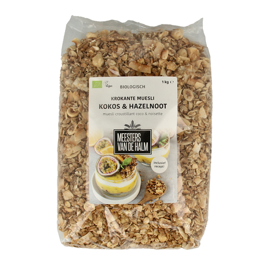 De Halm Muesli krokant kokos en hazelnoten bio 1.00 Kilogram