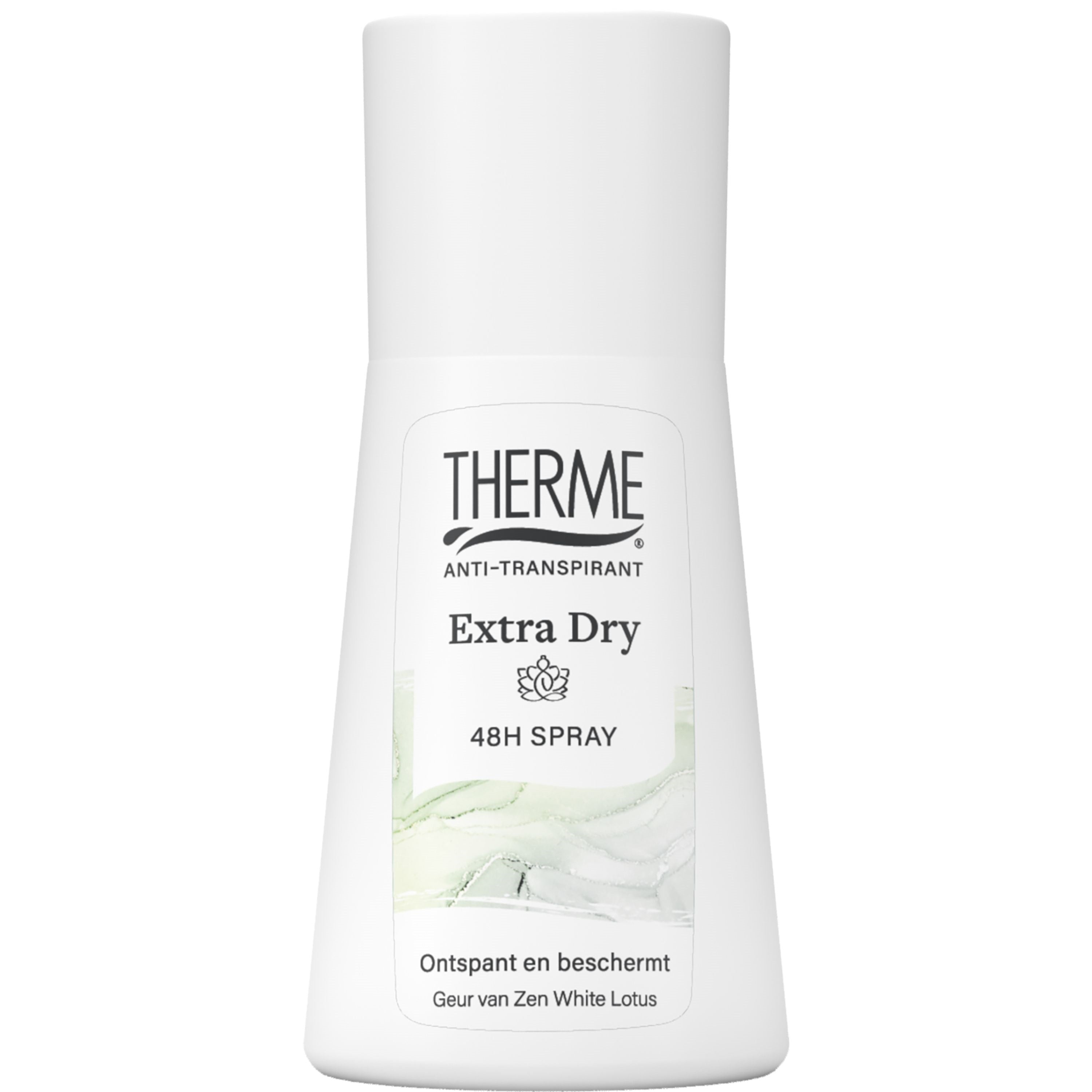 Therme Deospray anti-transpirant deodorant spray 75ml bottle with white cap and label, designed for extra dry protection.