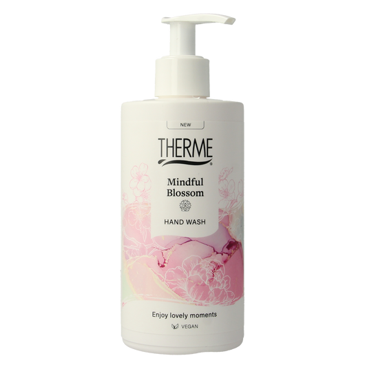 Therme Mindful Blossom handwash in 300ml bottle, featuring floral design and gentle hand care formulation.