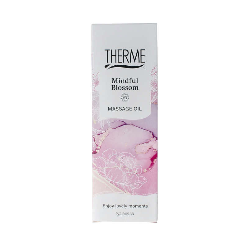 Therme Mindfull blossom massage oil in 125ml bottle, natural body care product with floral scent, suitable for relaxing massages.