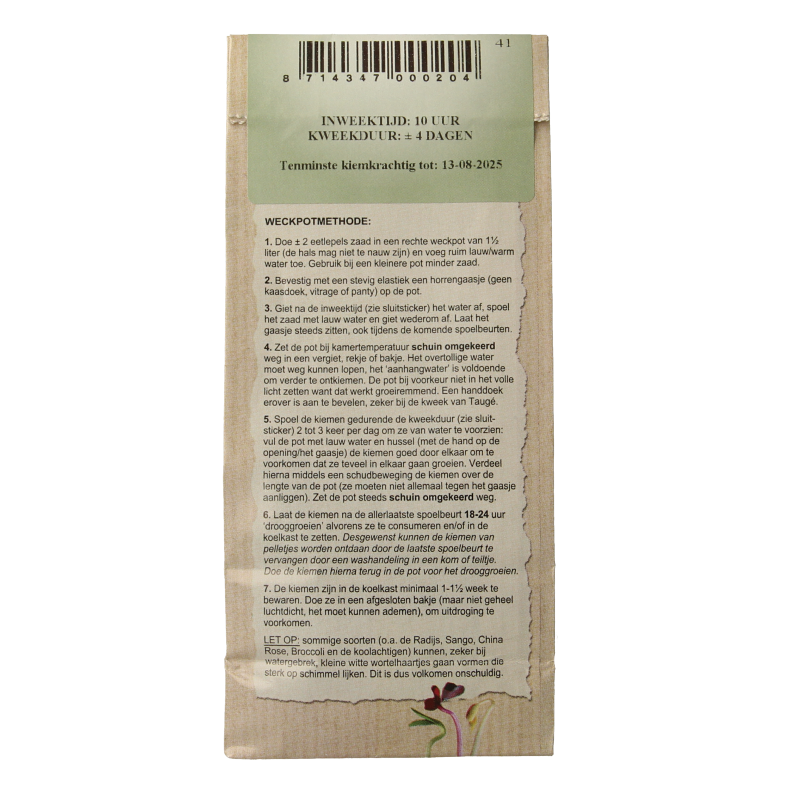 Peuleschil Groene linzen bio 140 Gram