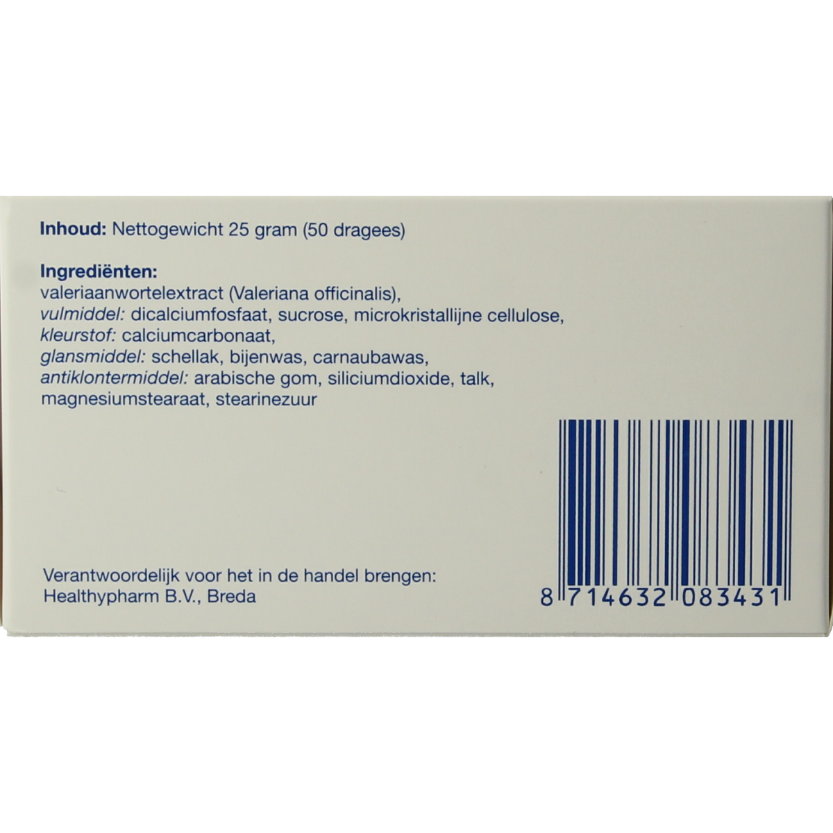 Healthypharm Valeriaan extra sterk 125mg 50.00 Dragees