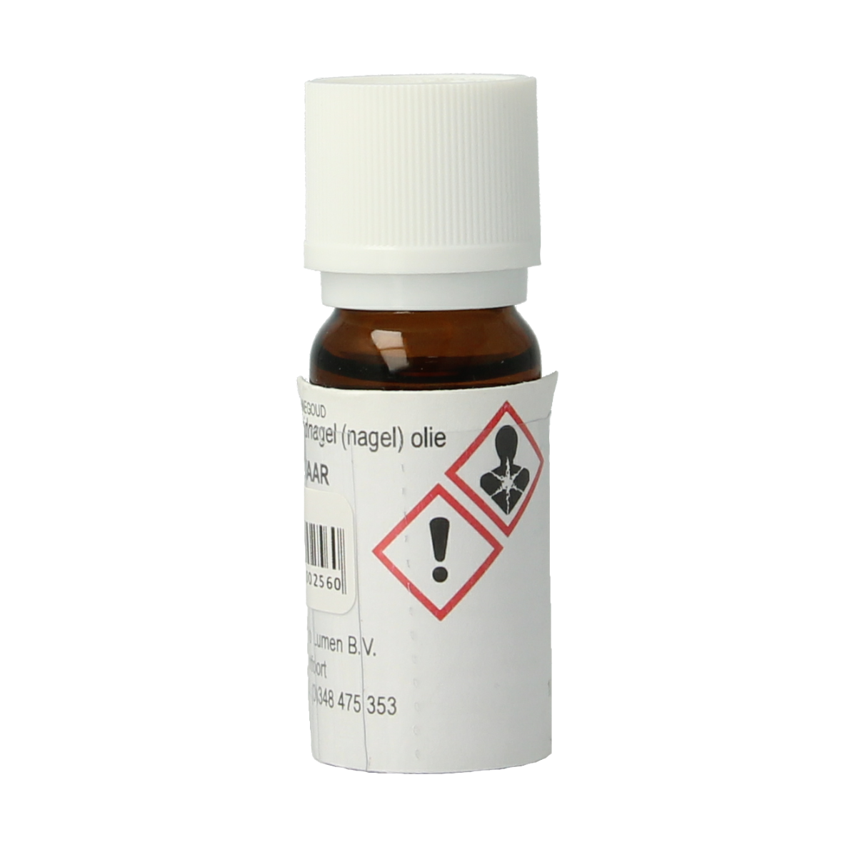 Zonnegoud Kruidenagel etherische olie 10ml bottle, natural essential oil with cloves aroma, in clear glass container.