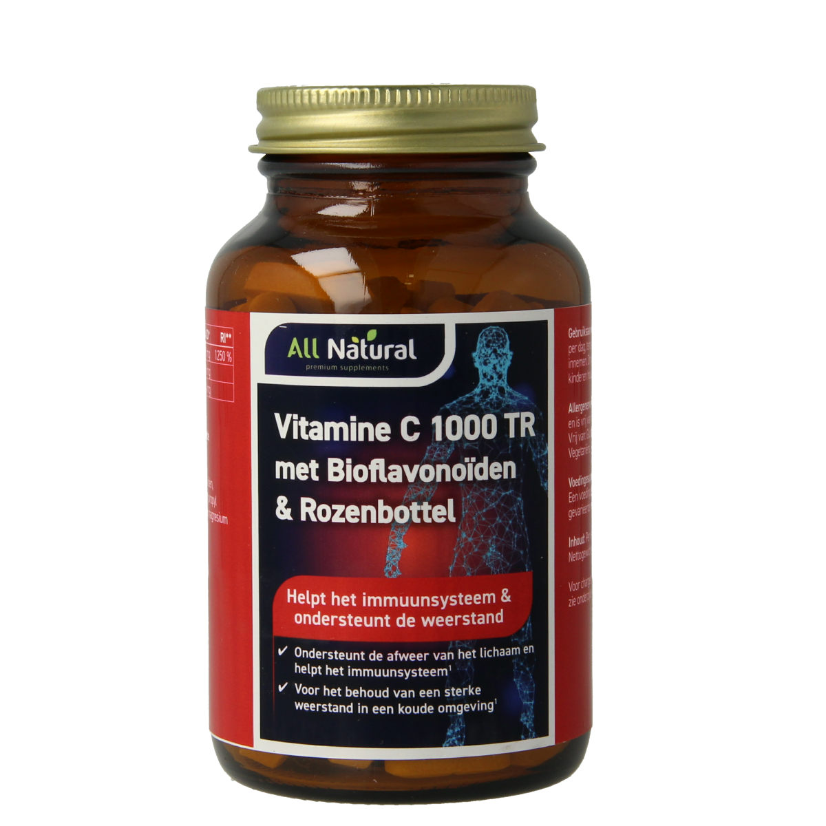All Natural Vitamine C 1000 met bioflavonoiden & rozenbottel 100.00 Tabletten