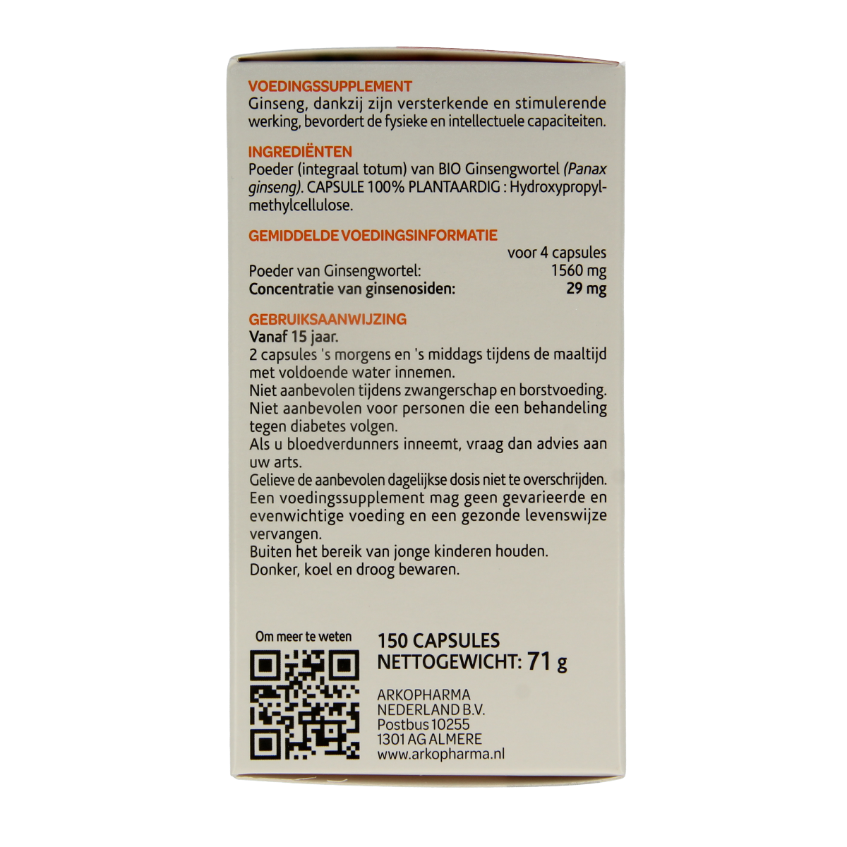 Arkocaps Ginseng bio 150.00 Capsules