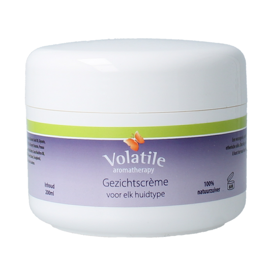 Volatile gezichtsverzorgingscrème in 200ml container, featuring a smooth, hydrating cream for facial skincare.