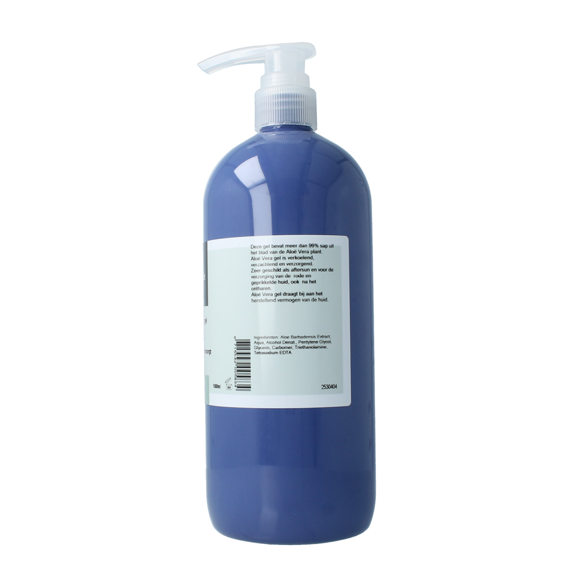 Volatile Aloe Vera Gel 1 Liter bottle for body care, clear gel with soothing aloe vera in a large container.