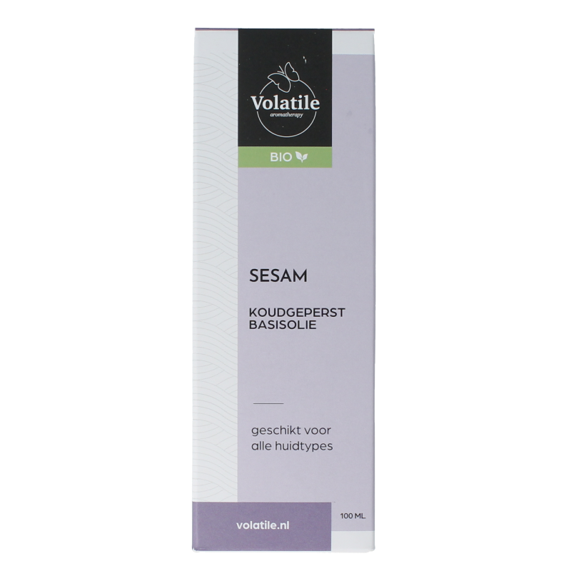 Volatile Sesam koudgeperst basisolie in glazen fles, 100ml, voor lichaamsverzorging, organic sesame oil natural and pure.