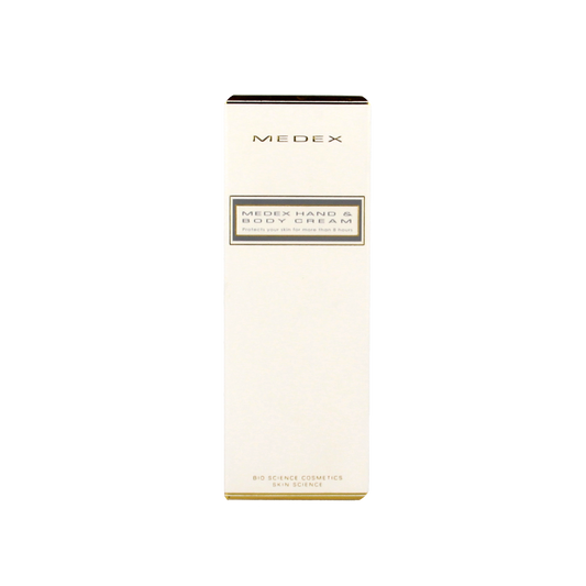 Medex Hand and body cream in 100ml tube, moisturizing skincare product for hands and body with Medex branding.