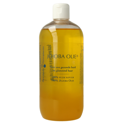 Naturapharma jojoba olie in 500ml bottle with flip top cap, natural body care product for moisturizing and skin nourishment