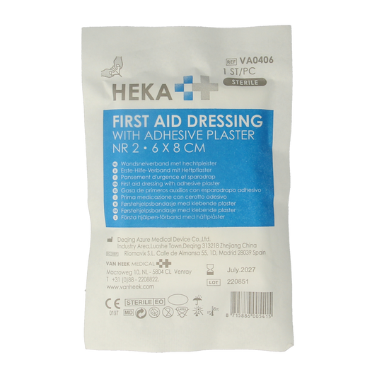 Heka Snelverband nr. 2 met hechtpleister 6 x 8 cm 1.00 Stuks