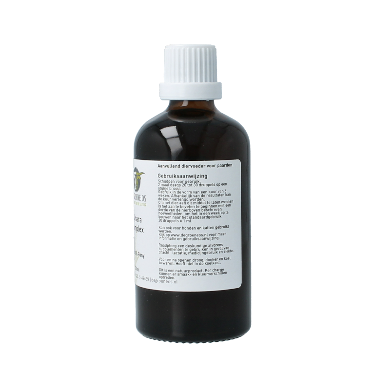 Groene Os Cynara complex paarden- en pony voedingssupplement in 100ml bottle, for digestive support in horses and ponies