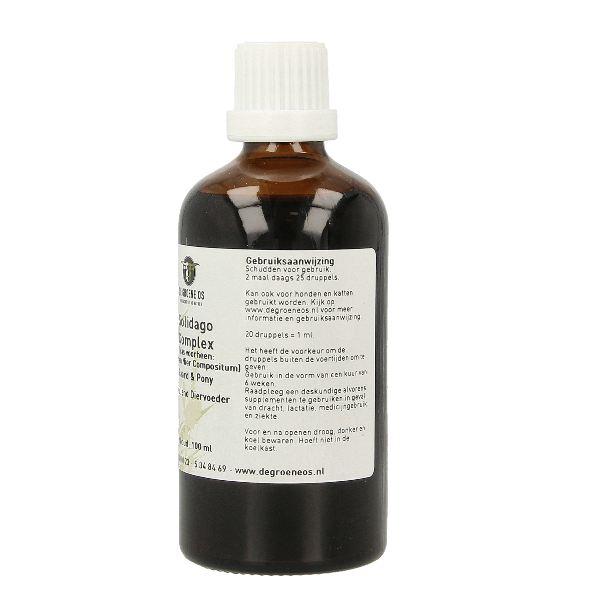 Groene Os Solidago complex voedingssupplement voor paarden en pony’s, 100 ml, met natuurlijke ingrediënten, voor dierenvoeding