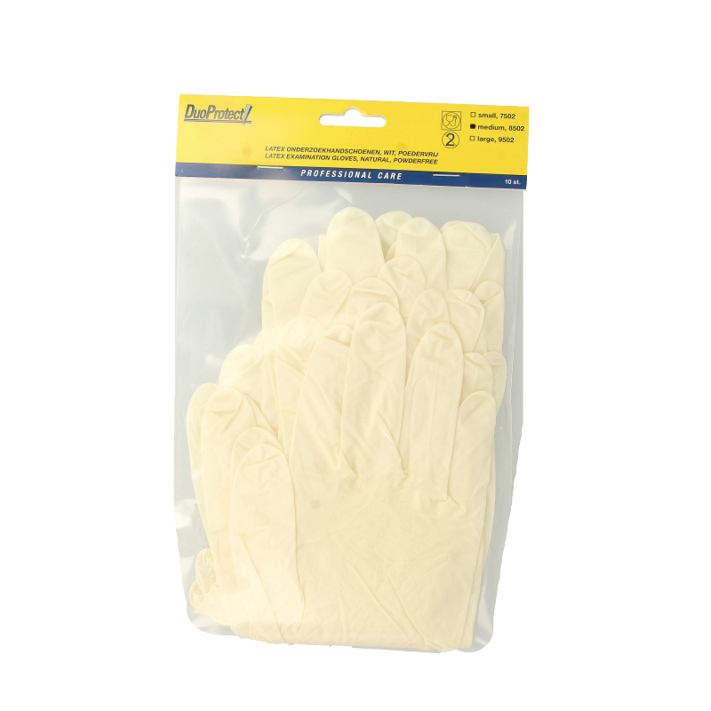 Duoprotect Handschoen latex poedervrij medium 10 Stuks