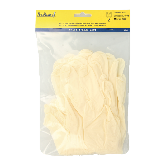 Duoprotect Handschoen latex poedervrij large 10 Stuks