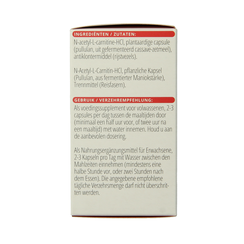 Vitals Acetyl-L-Carnitine 500mg 60.00 Vegetarische capsules