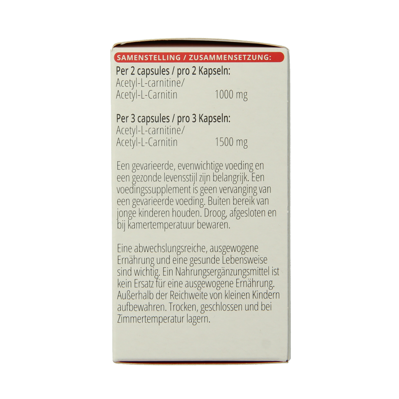 Vitals Acetyl-L-Carnitine 500mg 60.00 Vegetarische capsules