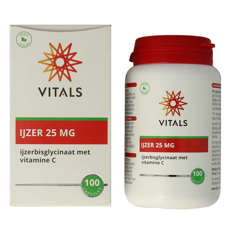 Vitals IJzer 25mg met vitamine C 100 Capsules