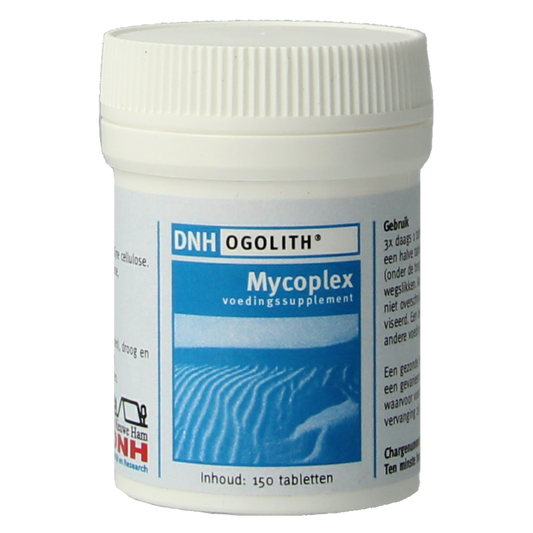 DNH Mycoplex ogolith 150 tablets, herbal supplement in a white container with label, used for health and wellness.