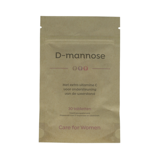 Care For Women D-Mannose herbal supplement tablets in a bottle, natural product for urinary health, 30 tablets.