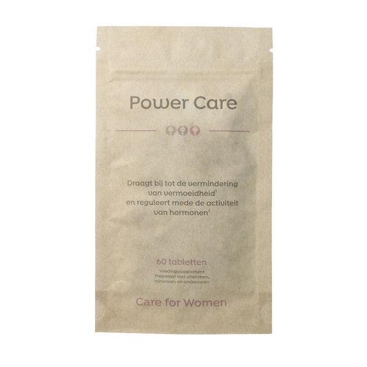 Care For Women Power Boost multivitamin tablets for women, showing a bottle of dietary supplement capsules.
