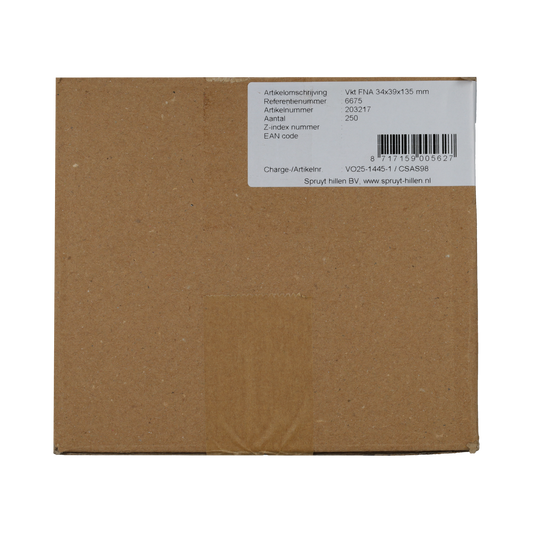Spruyt Hillen tubevouwdoos packaging material with 250 boxes, showing brown cardboard tubes for secure product packaging.