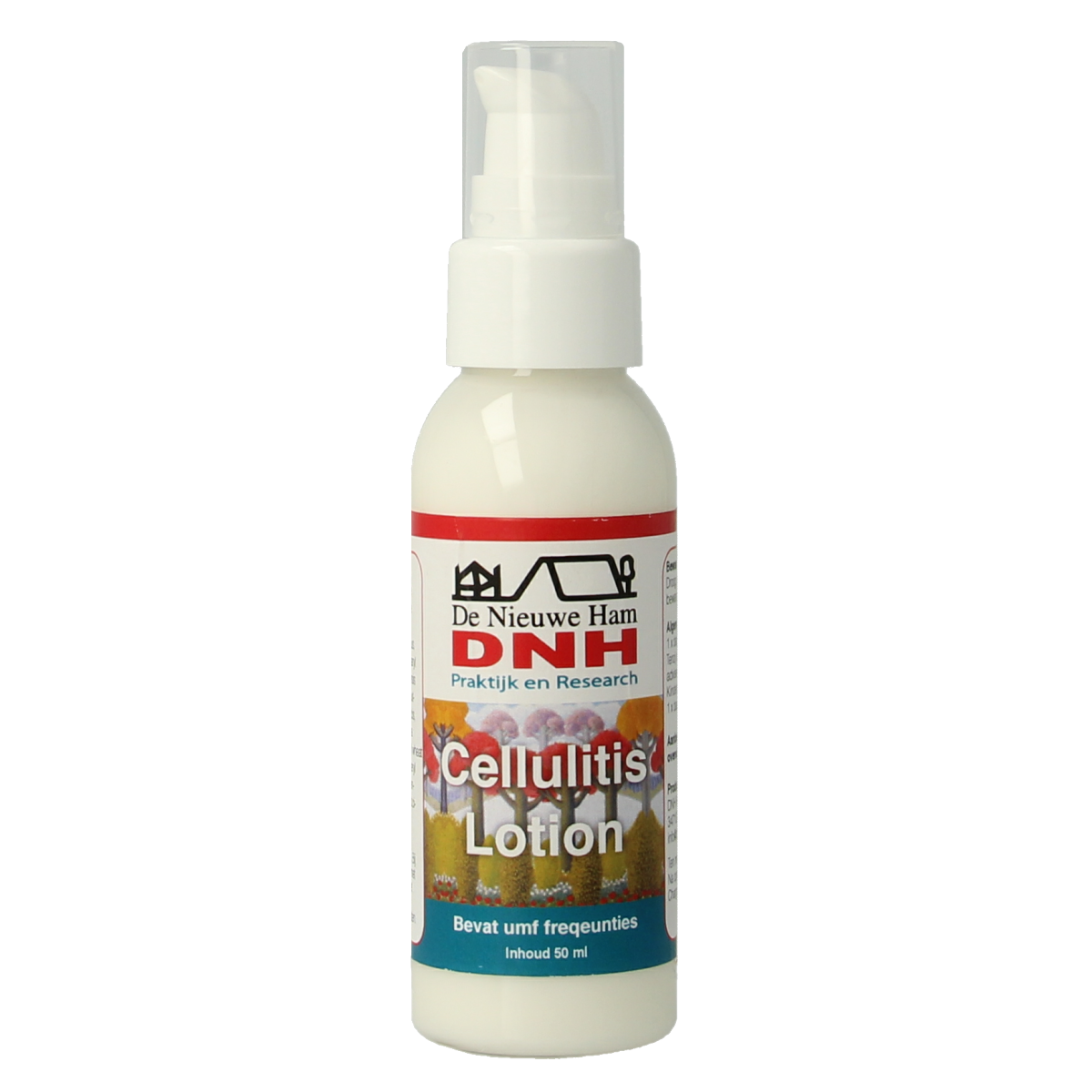 DNH Cellulitis lotion 50ml bottle, a skincare product for body care, featuring a white and blue label.