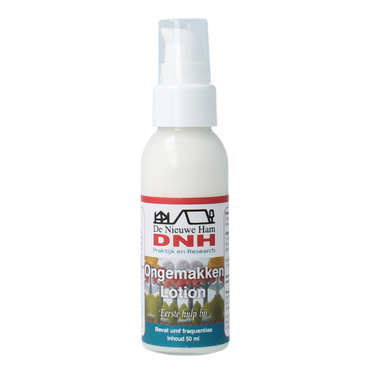 DNH Ongemakken lotion 50ml, a body care product with a white bottle and label, designed for skin treatment and nourishment.