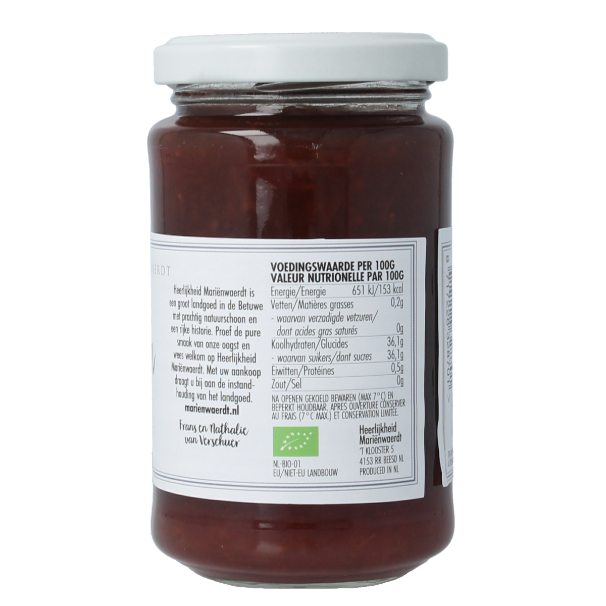 Marienwaerdt Moestuinjam aardbeien bio 250.00 Gram