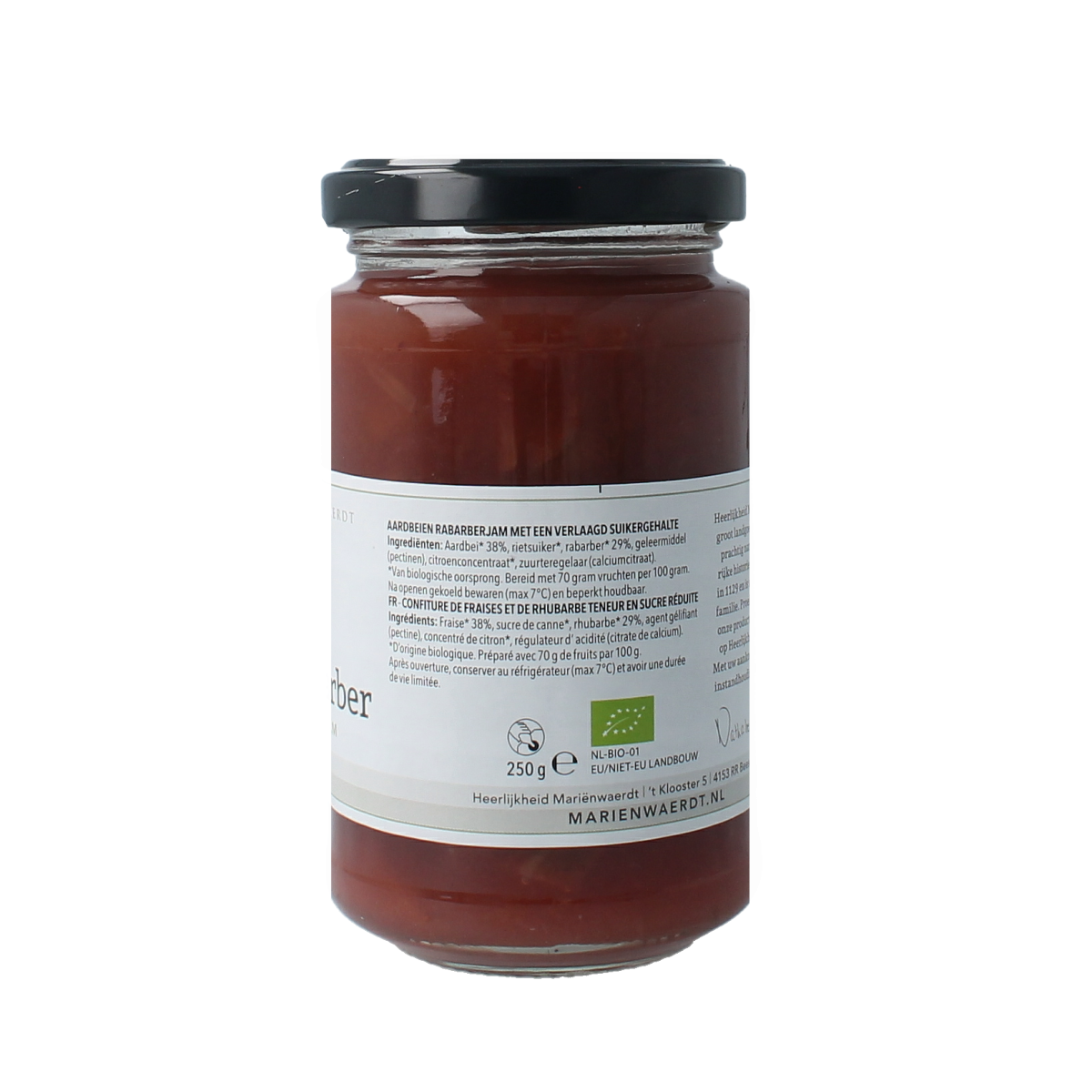 Marienwaerdt Moestuinjam rabarber aardbei bio 250.00 Gram