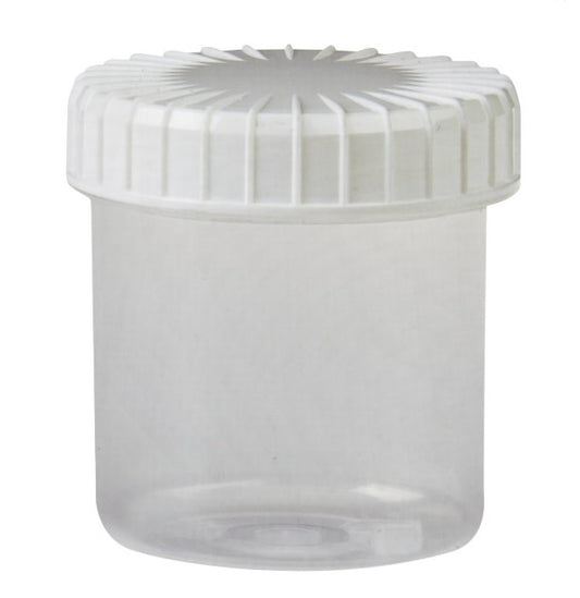 Blockland transparent 75ml tablet flask with screw cap, 108-piece set for laboratory instrument storage and organization.