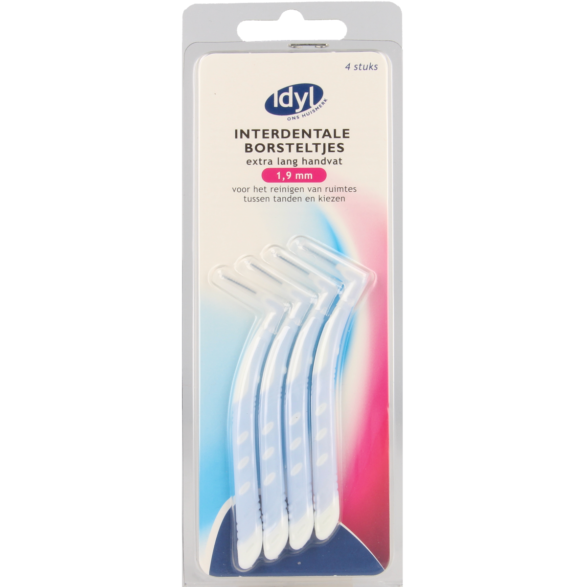 Idyl Op=Op interdental brush XL with 1.9mm handle, pack of 4, for cleaning between teeth with Tandenstokers en Ragers.